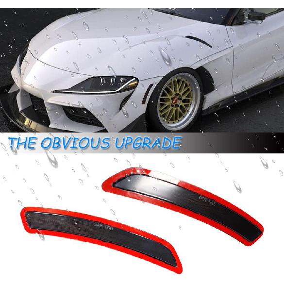For 2020 2021 2022 Toyota GR Supra Front Bumper Fender Side Marker Reflectors Smoked Lens