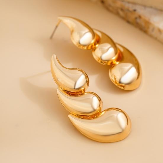 1 Pair Women Stud Earrings Water Drop Geometric Exaggerated Smooth Alloy Lightweight Daily Commute Ear Studs Lady Ear Jewelry