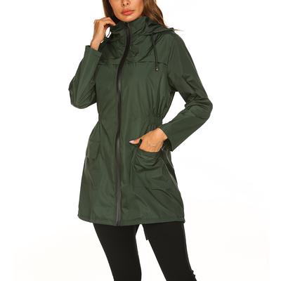 Spring and Autumn Outdoor Waist-closing Hooded Lightweight Rainproof Jacket Sports Windbreaker Casual Waterproof and Quick-drying Basic Jacket Women