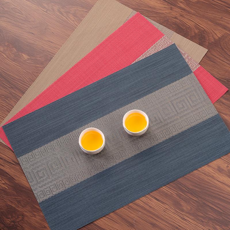Chinese Style Pvc Table Mat Woven Waterproof And Oil-Proof Non-Slip Light Luxury Table Mat Simple Household Cup Mat 45X30Cm