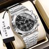 Mens Chronograph Wrist Watch Stainless Steel Band Analog Quartz Watches Waterproof Luminous Calendar Multi‑Dial Business Casual Watch for Men
