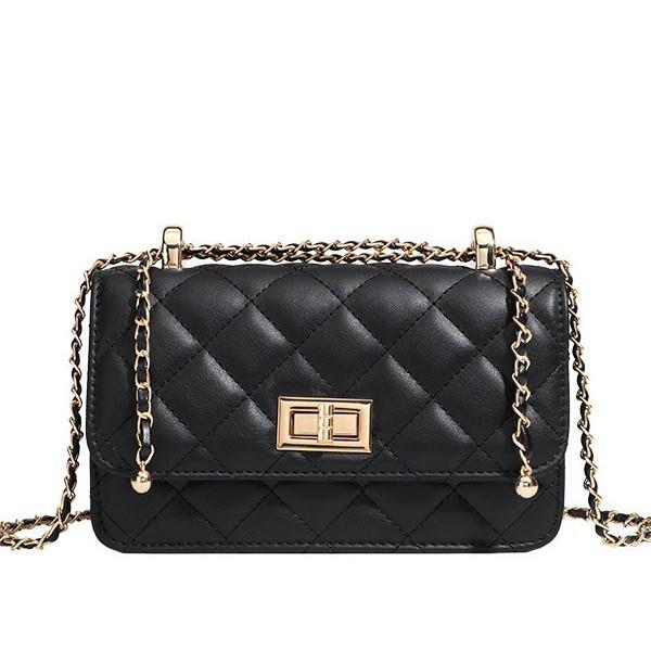 

Женская сумка 2025 новая на плечо маленькая квадратная сумка нишевая мода универсальная высокая текстура ромбовидная цепочка сумка через плечо чёрный