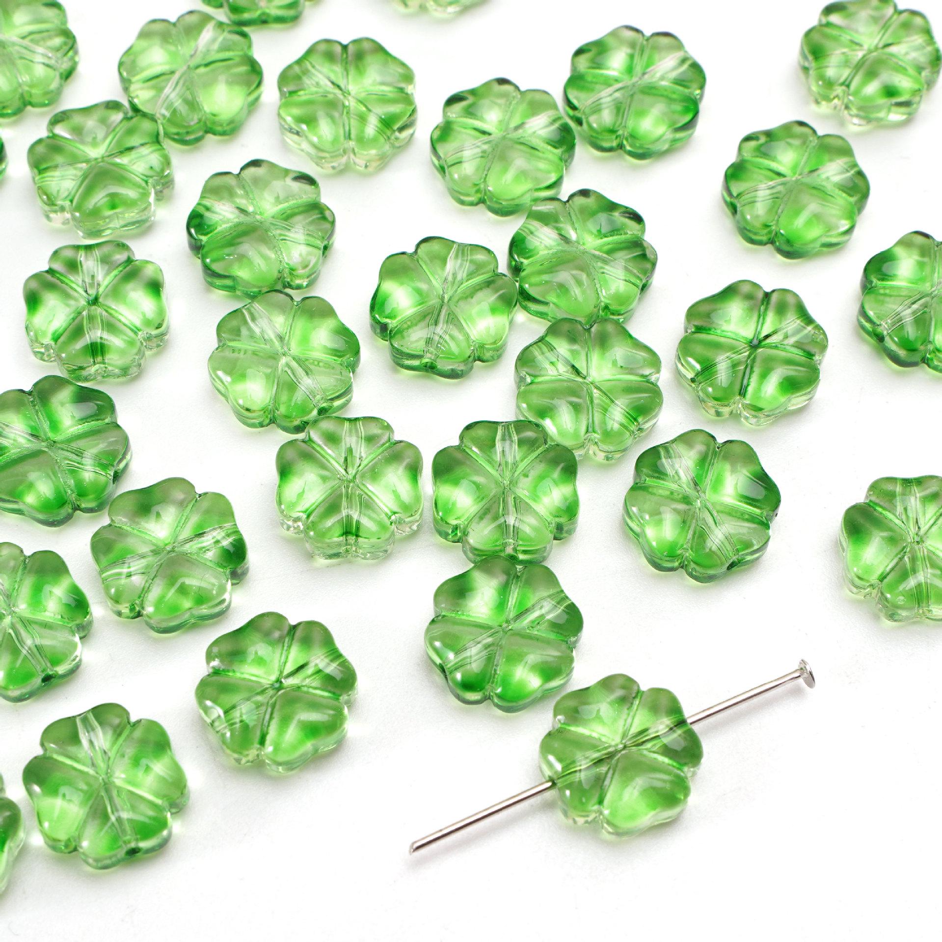 

Разноцветные стеклянные бусины в форме четырехлистного цветка для изготовления браслетов и ожерелий своими руками