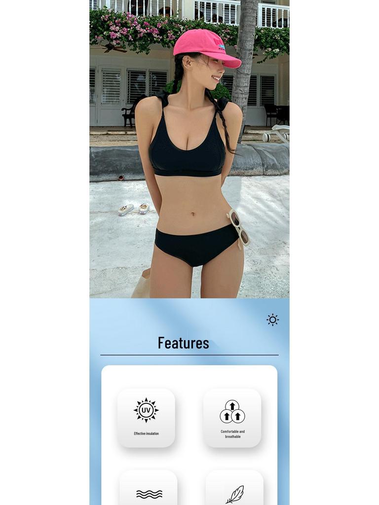 Koreanischer Dongdaemun Damen Süßer Rückenfreier Dreiteiliger Badeanzug-Set