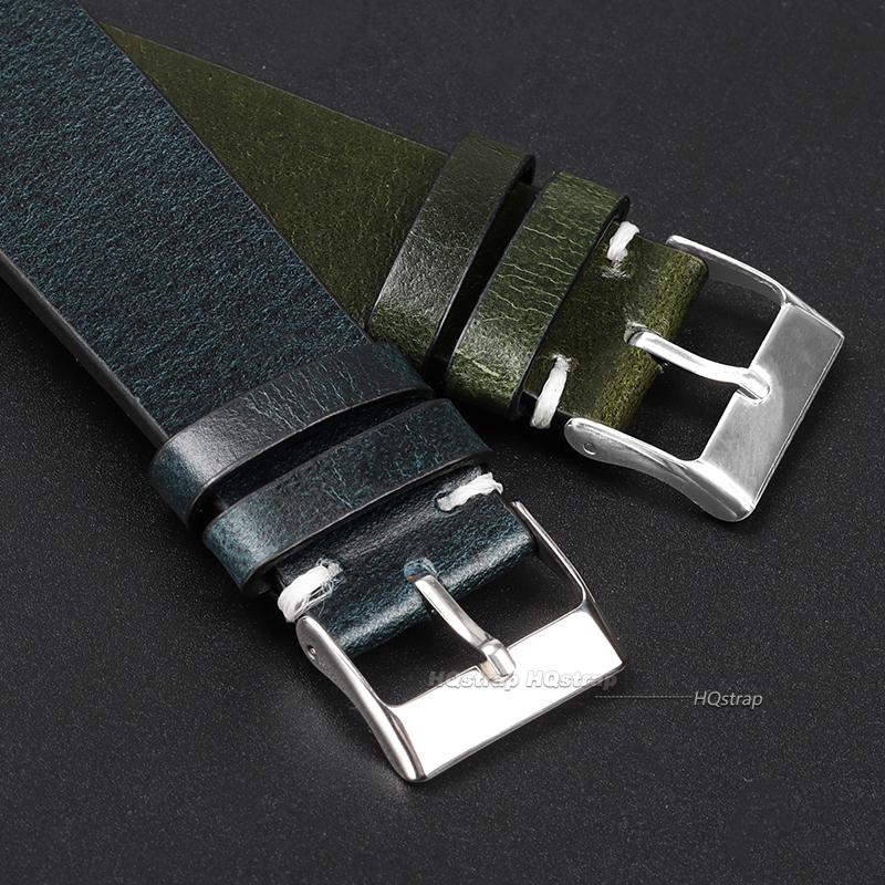 Handmade Retro Oil Wax Genuine Leather Watchbands Quick Release Calfskin Watch Strap Red Brown 18mm 20mm 22mm Replacement Belt