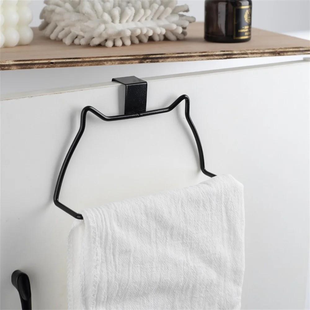 Cute Plastic Towel Rack Cat-Shaped Durable Single Rod Door Hook Punch-free Door Back Hook Home Organizer