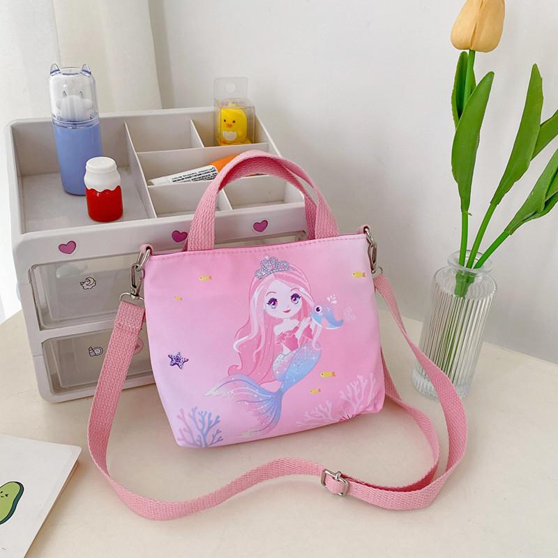 Stylish Cartoon Print Crossbody Bag For Kids Versatile Canvas Shoulder Bag For Girls And Boys