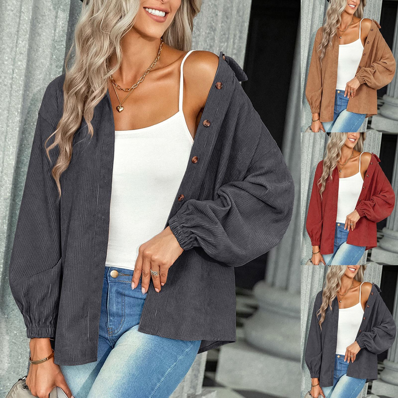 

Женская модная повседневная однотонная тонкая куртка с длинными рукавами и пуговицами с лацканами