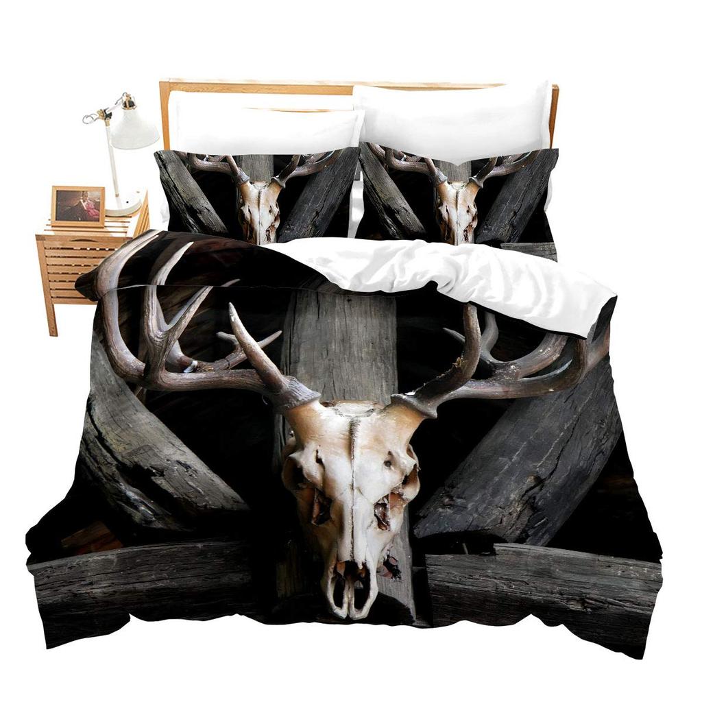 Deer Hunting Bedding Set Queen American Flag Duvet Cover Queen Size For Boys Teens, Room Decor Full Size With 2 Pillowcases