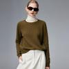 Paruo Women's 100% Cashmere Round Neck Cable Knit Sweater
