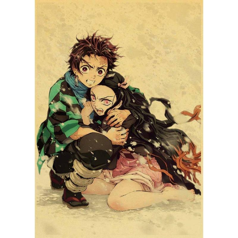 

Классические аниме плакаты «Убийца демонов» эстетический ретро плакат на крафт-бумаге домашний декор наклейки на стену спальня бар кафе художественная живопись 42x30cm