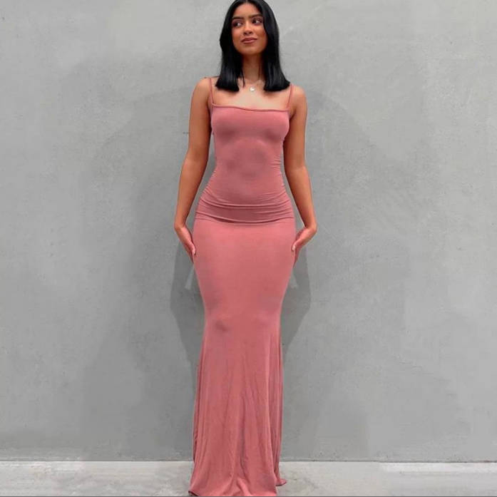 Thai Summer Waist Tight Backless Hip Skirt Showing Figure Medium and Long Skirt Sexy Hot Girl Suspender Dress Women