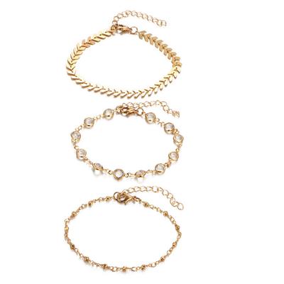 Fashionable And Elegant Foot Jewelry For Women 3Pcs Gold Anklets Gold Ankle Bracelets Adjustable