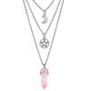 Layered Agate Necklace With Hollow Moon Star Charm For Women Collarbone Jewelry