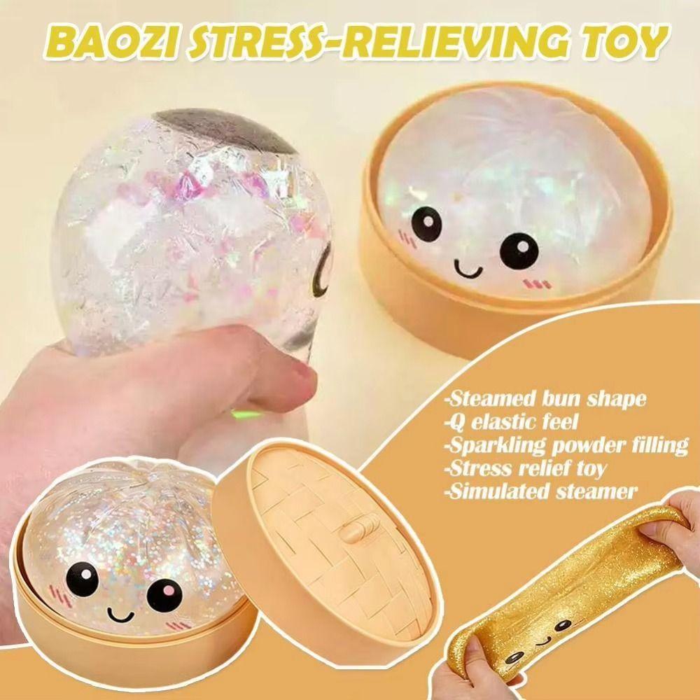 Squeezable Steamed Bun Squeeze Toy Soft Dough Ball Slow Rebound Toy  Stress Relief