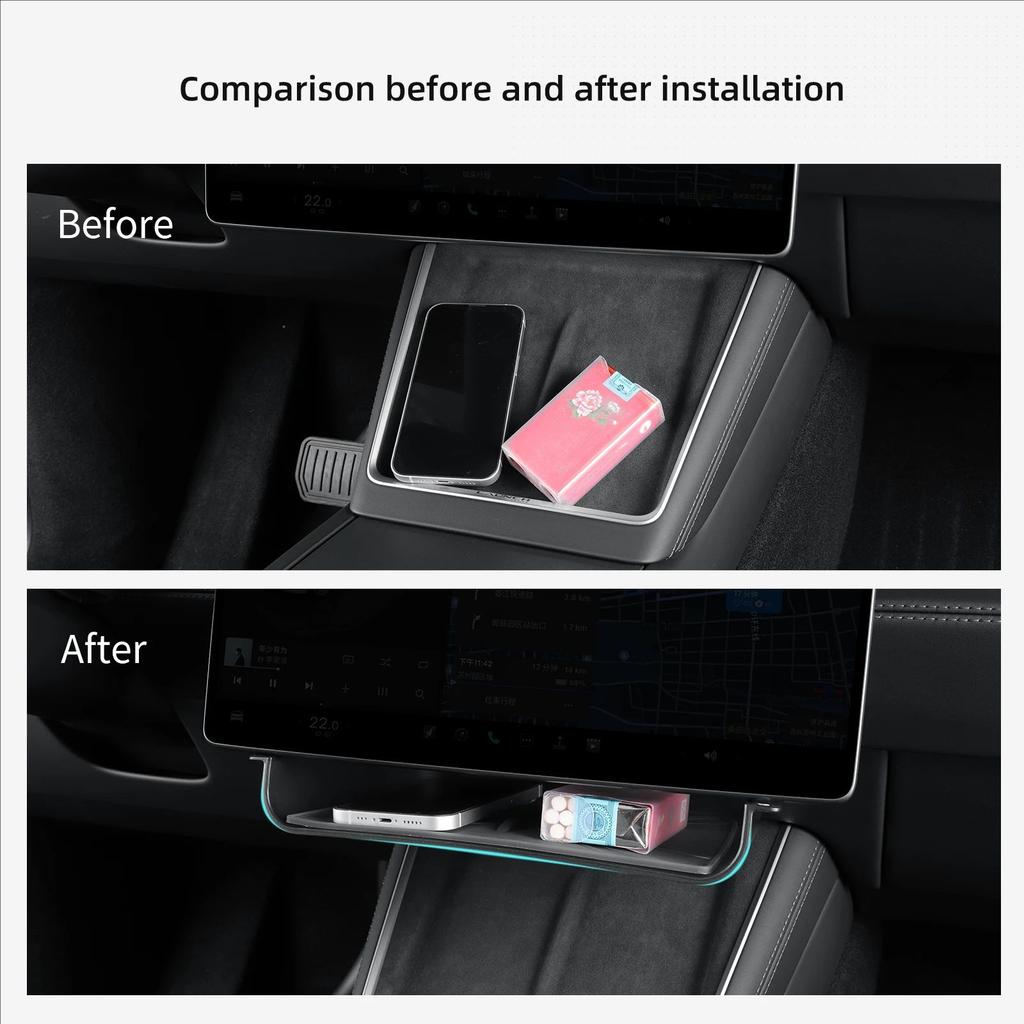 for Tesla Model Y Juniper 2025 Launch Model 3 Highland 2024 Hidden Storage Box Car Under-Screen Display Hanging Organizer Tray