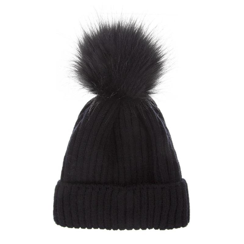 Kids Solid Color Winter Knit Hat with Pompom Thick Thermal Ear Flap Knitted Beanie for Babies Fall Simplicity Children Cap