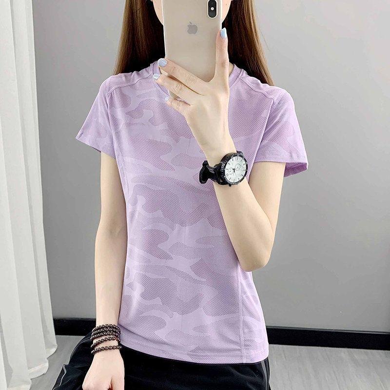 Women's Quick-Dry Short Sleeve Summer Fitness T-Shirt - Loose Fit for Outdoor Running and Sports