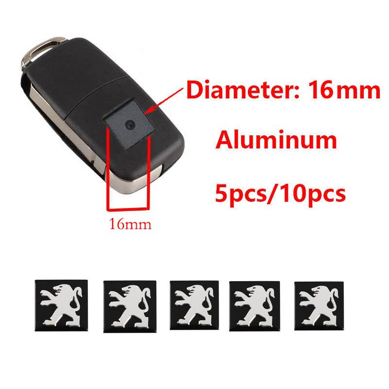 16mm Aluminum Car Emblem Key Sticker Accessories For Peugeot 208 308 206 307 207 3008 407 508 2008 5008 406 408 607 4008 Rifter