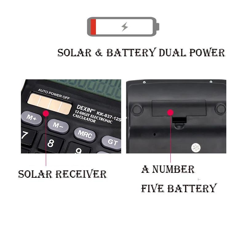 12-digit Large Lcd Display Calculator Standard Function Calculator With Solar & Battery Dual Power For Home Basic Desktop Office