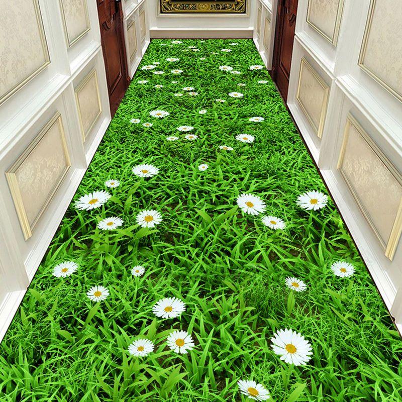 Autumn Style Long Lobby Carpet Fresh Green Grass Pattern Stairway Hallway Home Corridor Carpet Aisle Party Wedding Red Area Rugs