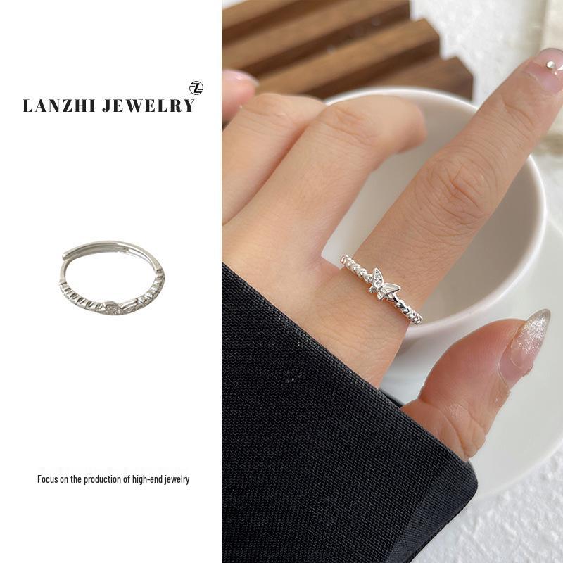 Bague chat Lanzhi en argent sterling 925 – Bijou de luxe léger pour index ouvert