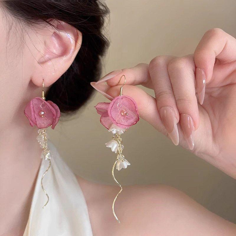 Colorful Bohemian Tassel Flower Stud Earrings - Exaggerated Summer Vacation Style