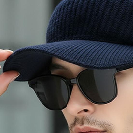 Strickmütze mit Ohrenklappen Einfarbig Stretch-Passform Warm Atmungsaktiv Strickstoff