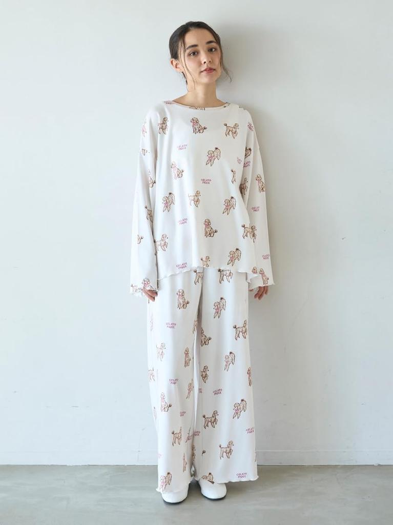 Poodle print long pants PWCP255329OWHTF