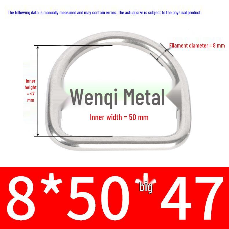 304 Stainless Steel Semi-circular D-Ring Bag Strap & Hat DIY Seamless Triangle Buckle.