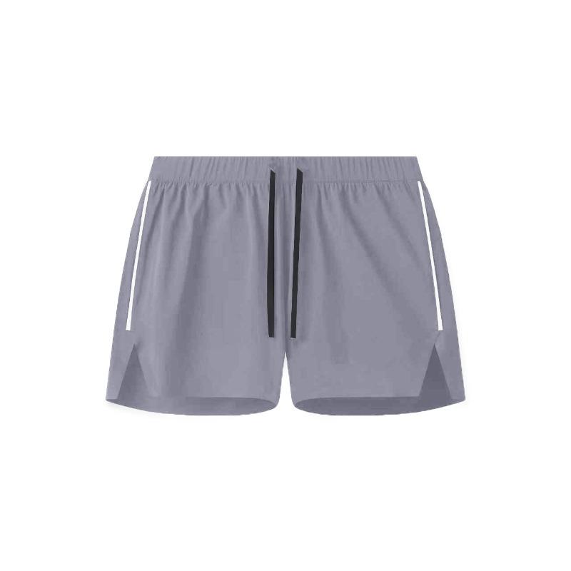 Men Quick Dry Running Shorts Elastic Waist Drawstring Split Hem Gym Wear