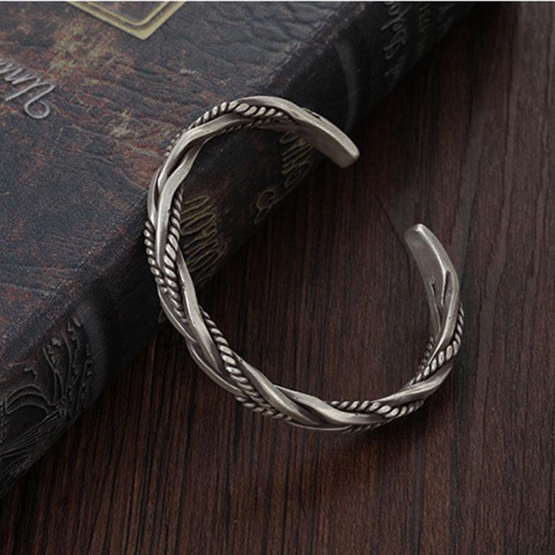New Vintage Antique Bracelet Fashion Woven Fried Dough Twists Personality Adjustable Opening Versatile