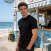 Yousheng Heren Slim T-shirt Ronde Hals Korte Mouw Zomer Tee Casual Effen Kleur T-shirt voor Sportschool Straat Strand