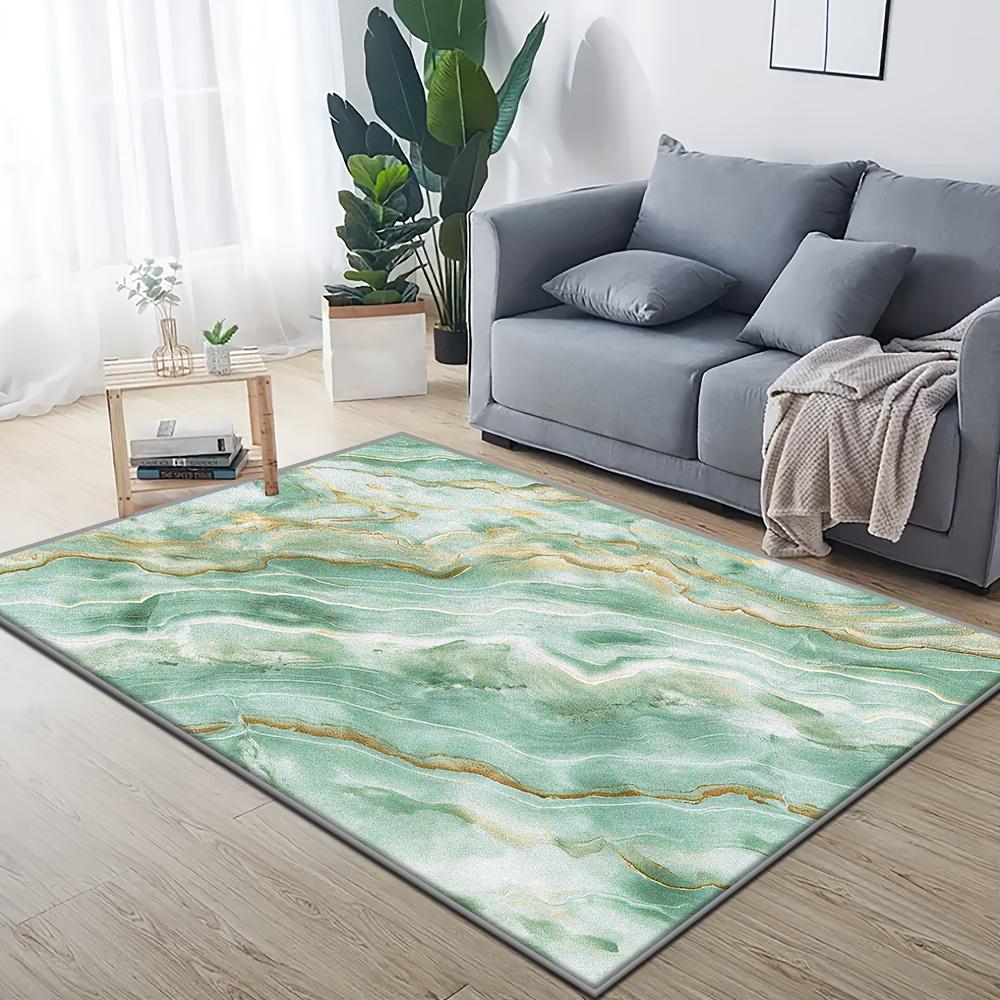 Teal Abstract Art Area Rug Chic Floor Carpet for Large Living Room Villa Loft Indoor Ornament for Christmas Holiday Luxury Home