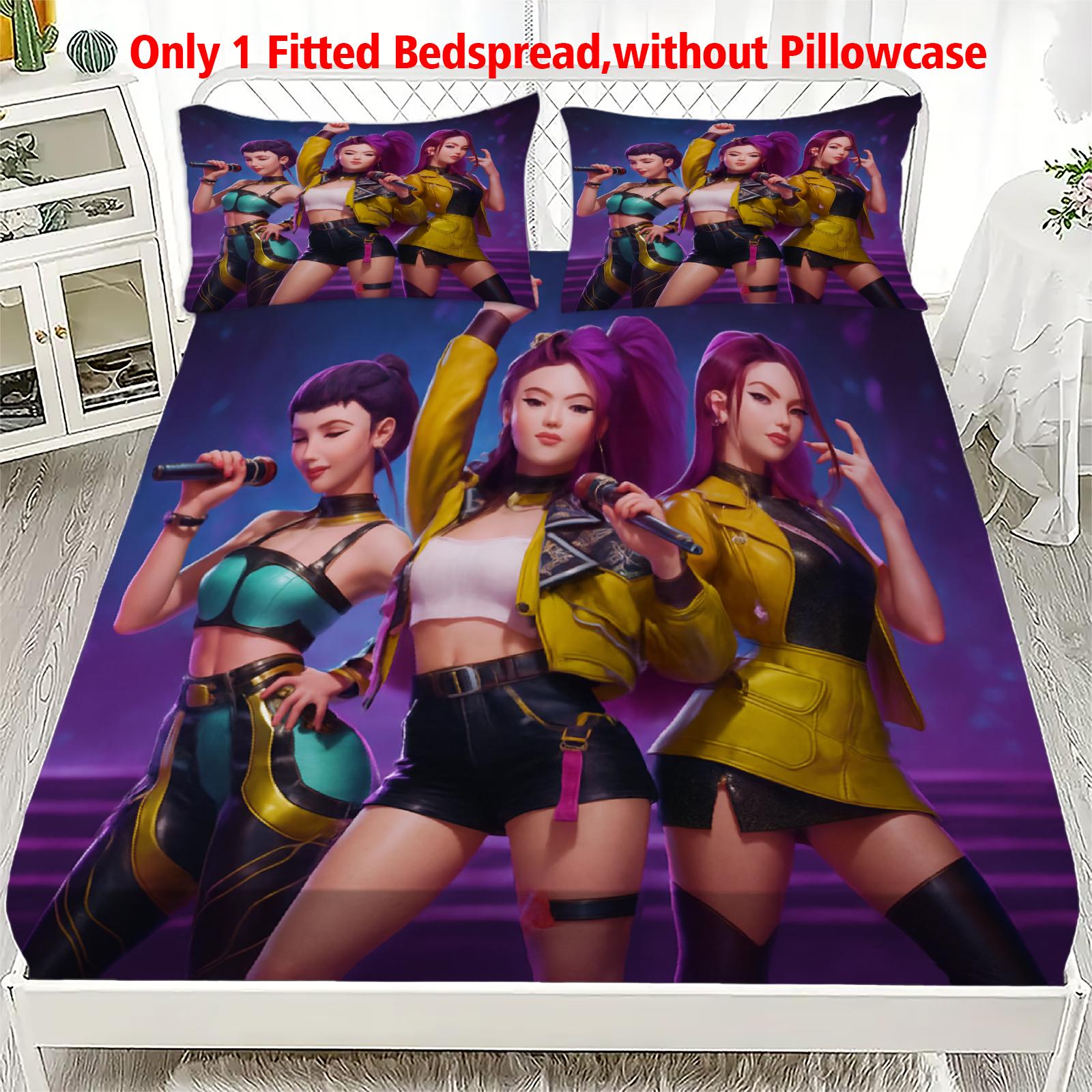 

K-Pop D-Мисливці на демонів Простирадло на резинці від Personalized для домашнього декору, Індивідуальний DIY чохол на ліжко Глибока кишеня з 2 наволочками 1PC pillowcase