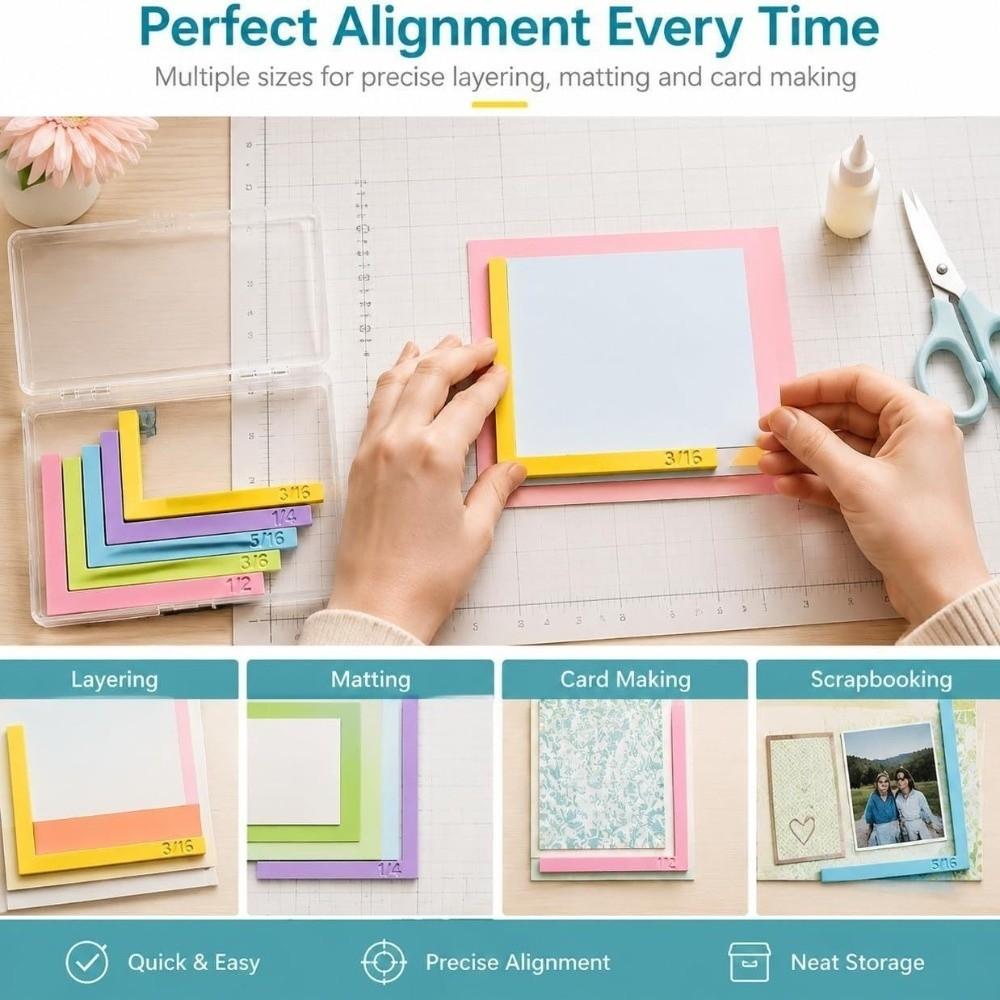 Size Tabs Precision Layering Ruler With Storage Case Card Positioning Tool Paper Crafting