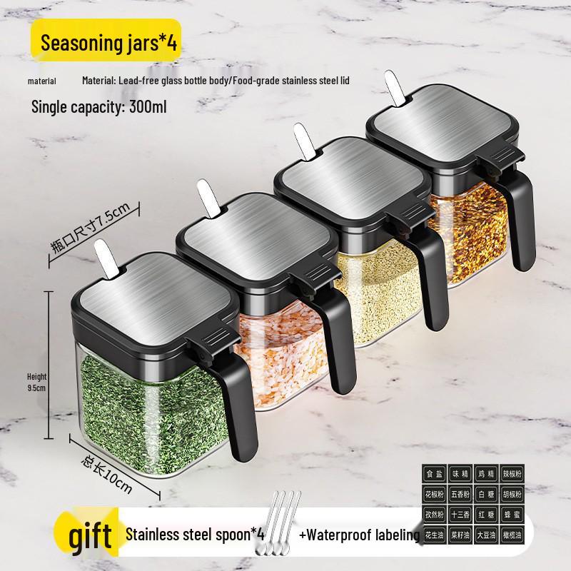 Kitchen Spice Jar Set: Storage Containers for Salt, MSG, and Seasonings