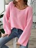 Women's Beaded Bell Sleeve Knit Pullover – One-Shoulder, Loose Fit European & American Style Sweater