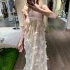 3D Floral Lace Beaded Strappy Backless Long Dress - Early Spring Collection
