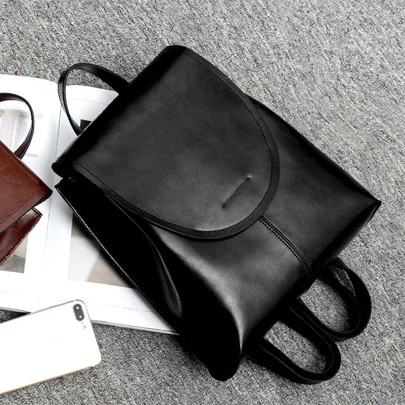 Genuine Leather Women Backpack Rucksack Cross Body Bag Book School Lady Cowhide Female Daypack Messenger Shoulder Bags Knapsack чёрный 5870₽