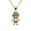 Micro Zircon Couple Pendant Necklace Cute Boys and Girls Copper Gold Plated DIY Neck Catenary Necklace Zircon