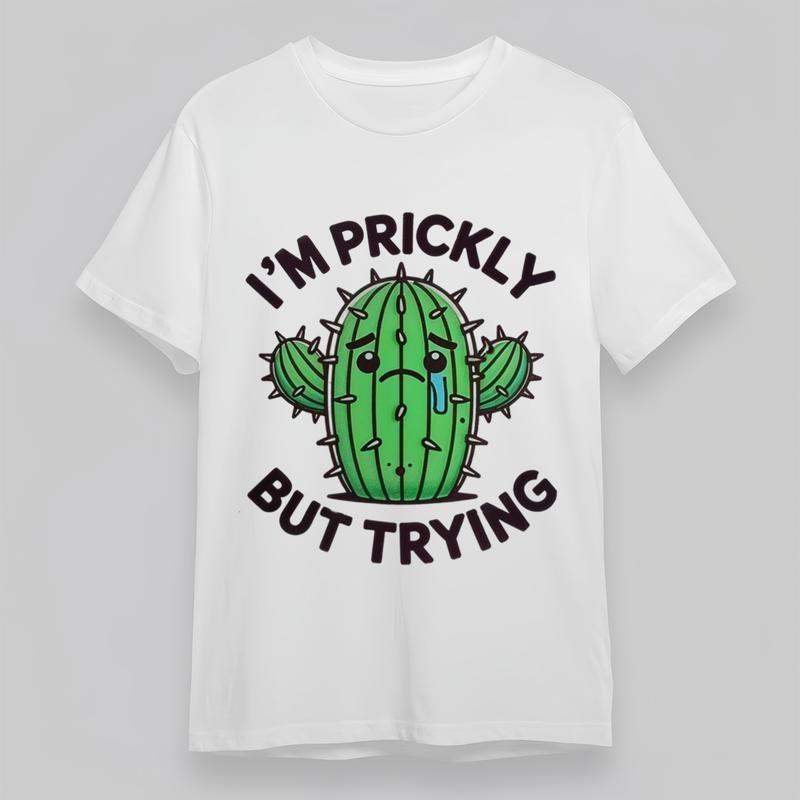 

Women s Plus Size Classic T-Shirt Sad Cactus With Tear Prickly Encouraging Tee M