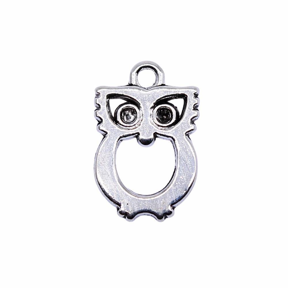 

20шт Сова Обереги Амулеты Античное серебро Цвет Цинковый сплав 15X10mm