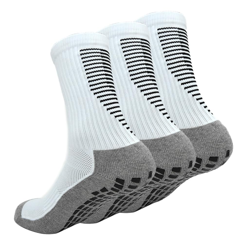 

Спортивные футбольные носки с резиновой накладкой белого цвета 2 [AOIREMON], комплект из 3 пар, носки, прочные, унисекс, противоскользящие, антибактериальные,