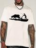 Vintage Farming Unisexs Crew Neck Cotton T Shirt Farmer Plowing With Ox Silhouette Print Short Sleeve Countryside Casual Street Top