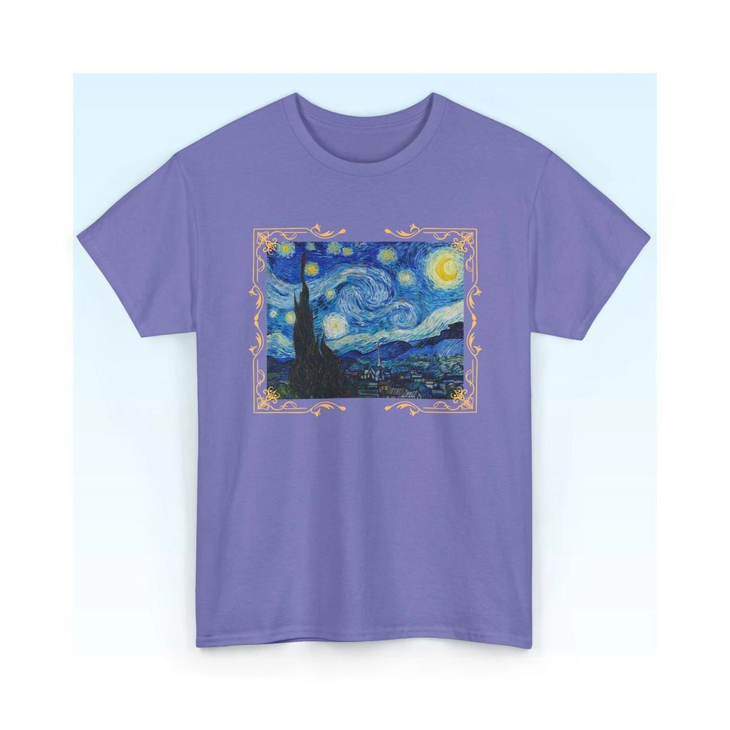 Starry Night Gold Framed Van Gogh Art T-Shirt S-5XL