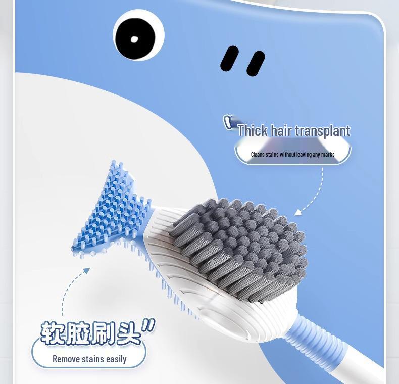 Perie de toaletă drăguță cu ventuză, montată pe perete, în formă de rață, cu dozator de lichid