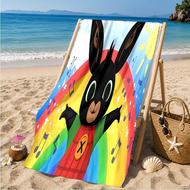 Rainbow Bing Friends Singing Beach Towel Microfiber Beach Towel, Lightweight and Quick-Dry, for Summer Travel, Swimming Pool Fan Birthday Gift