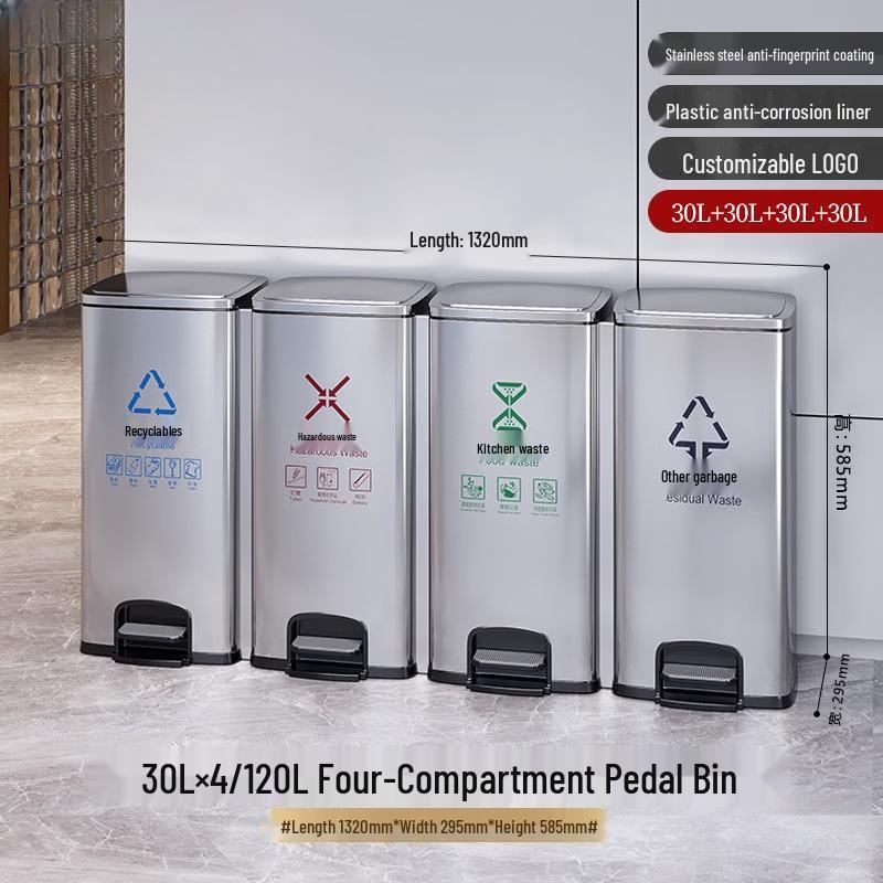 Stainless Steel Pedal Waste Sorting Bin