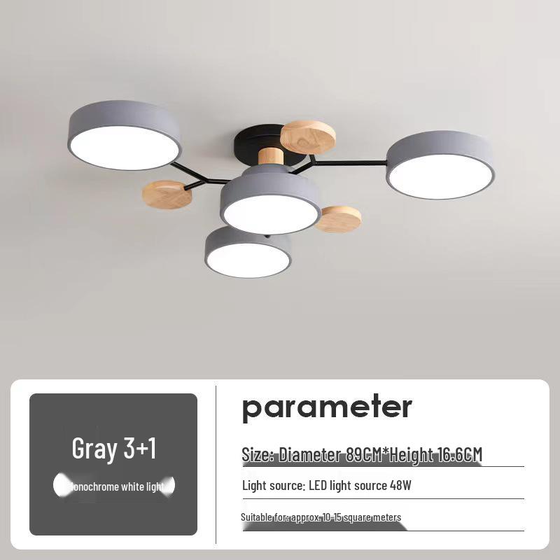 

Скандинавский потолочный светильник из массива дерева в виде ветки с макарунами для простого декора комнаты